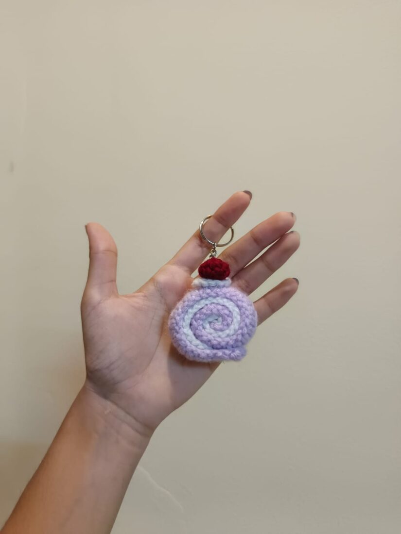 Crochet Cinnamon Roll Keychain